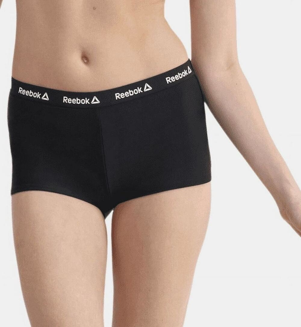 Reebok Women's Logo Waistband Swim Boyshorts UPF 50+ black XL Pull-on sporty NWT